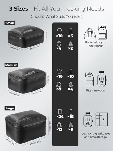 Vacuum Bags for Travel with Wireless Pump (3 Count)