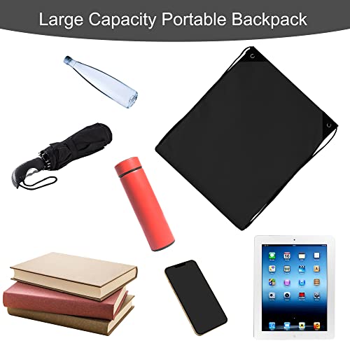 10Pcs Black Drawstring Backpack Bags Sack Pack Cinch Tote Sport Bulk Storage Polyester Bag for Gym Traveling (10 Count)