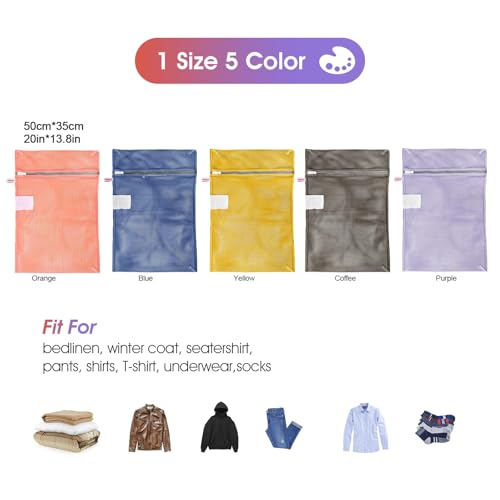 5 Pack Mesh Laundry Bags with ID Label (5 Count)