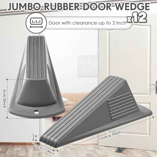 8 Pcs Heavy Duty Rubber Door Stops Wedge Stackable (8 Count)