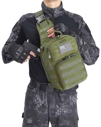 Tactical Sling Backpack With Holster Military Crossbody Bag for Men Single Shoulder Back Pack 10L