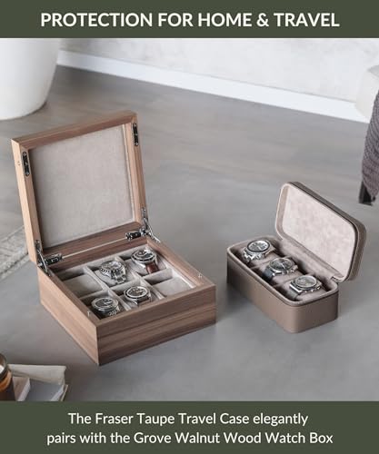 Watch Case 3 Slot Portable Watch Storage Box for Home & Travel with Extra Wide Pillows for Large Watches and Compartment for Accessory Storage