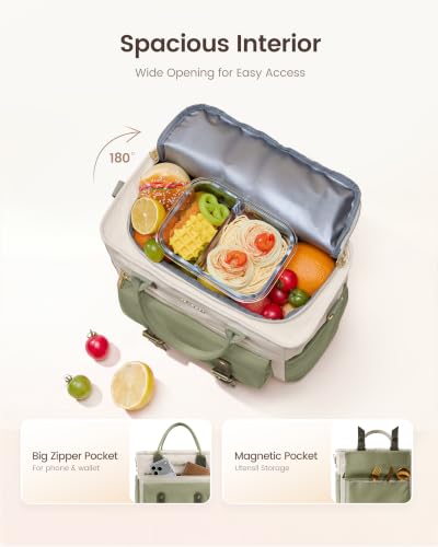 21L X Large Lunch Bag Women (Light Green-Beige-Olive Green / 20L)