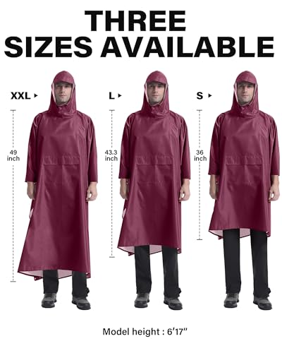 Hooded Rain Poncho Packable Waterproof Unisex Raincoat with Pocket