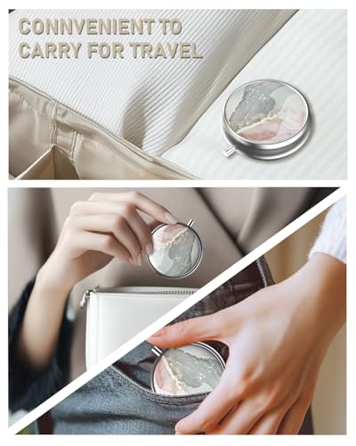 Pill Box 3 Compartment Portable Travel Medicine Box with Mirror