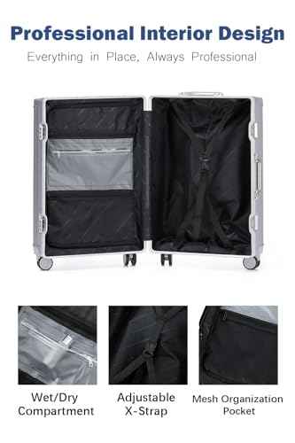 26 Inch Checked Zipperless Luggage with Cup Holder