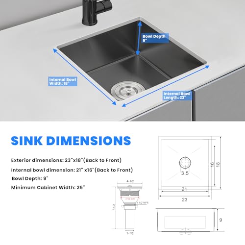 23×18 Inch Undermounter Kitchen Sink