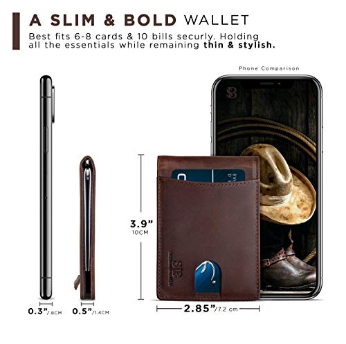 RFID Blocking Slim Bifold Genuine Leather Minimalist Front Pocket Wallets for Men with Money Clip Thin Mens