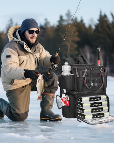 Fishing Backpack with 4 Tackle Box