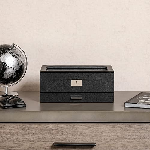10 Slot Watch Box in Leather with Valet Drawer