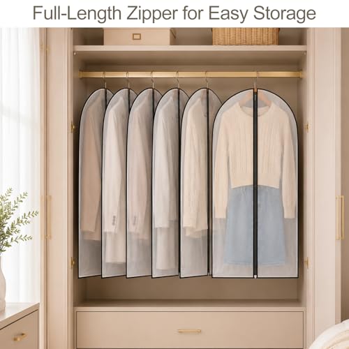 6Pcs Clear Garment Bags for Hanging Clothes
