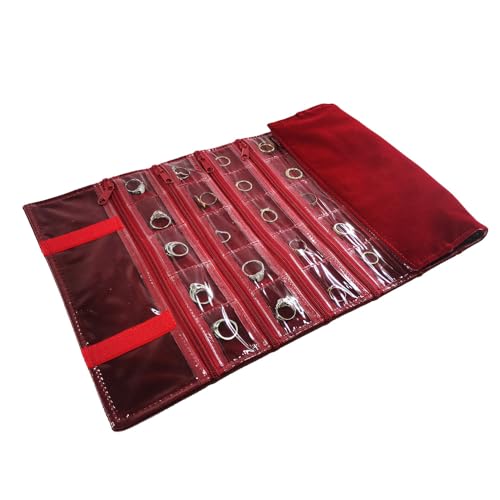 Travel Jewelry Roll Bag Portable Organizer Pouch With Grids&PVC Cover Storage Bags for Necklace