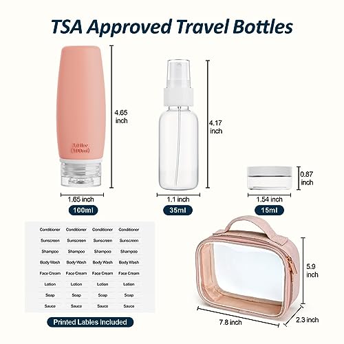 TSA Approved Toiletry Bag with Bottles (9 Count)
