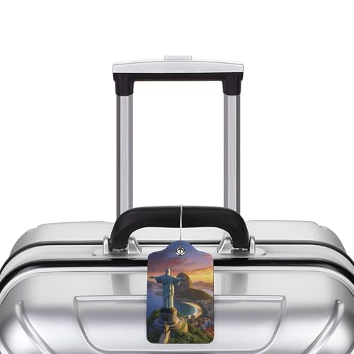 2 Pack Luggage Tags for suitcases Redeemer TSA Approved Label Luggage Tag Baggage Tag Leather Stainless Steel Loop Label Tag for Men Women Travel Bag Suitcase (2 Count)