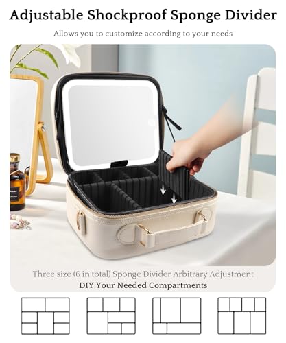 Travel Makeup Bag Cosmetic Bag with Lighted Mirror