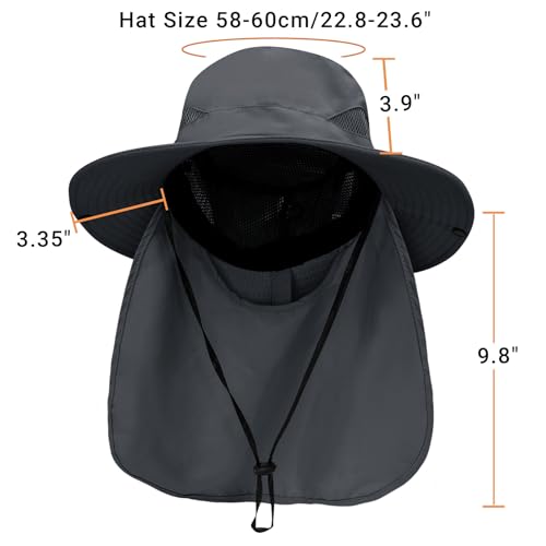 Sun Bucket Hats for Men Women Fishing Hat with Neck Flap Beige