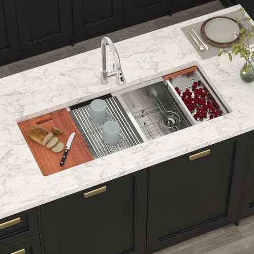 45 Double Bowl Undermount Kitchen Sink Large Workstation Sinks