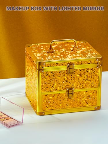 Makeup Box with Detachable Magnetic LED Mirror