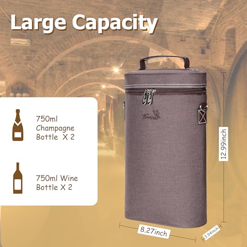 2 Bottle Insulated Wine Tote Carrier Bag