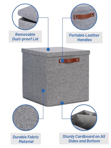 Fabric Storage Bins with Lids 13 Inch Storage Cubes with Lid (2 Count)