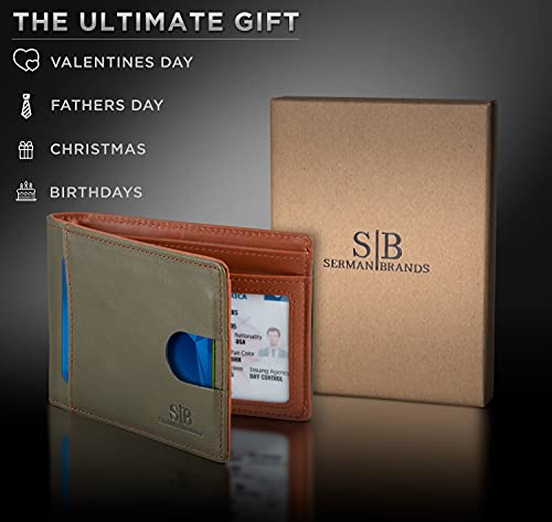 RFID Blocking Slim Bifold Genuine Leather Thin Minimalist Front Pocket Wallets for Men Billfold Wallet Men Gift