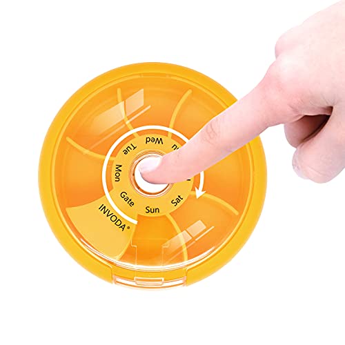 4PCS INVODA Weekly Pill Organizer 7 Compartment Rotating Pill Box for Daily (28 Count)