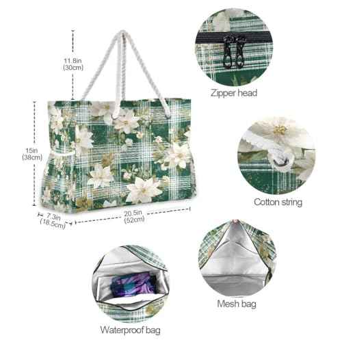 Large Beach Bags Totes Canvas Tote Shoulder Bag Soft Wave Water Resistant Bags for Gym Travel Daily Ocean