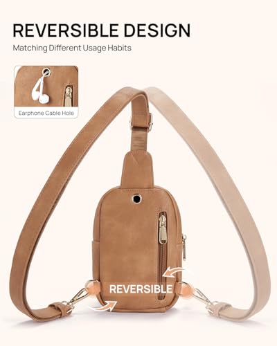 Crossbody Bags for Women Leather Cross Body Sling Bag for Woman Travel Camel Brown