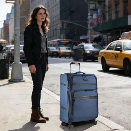Softside Expandable checked Luggage with Front Business Pockets