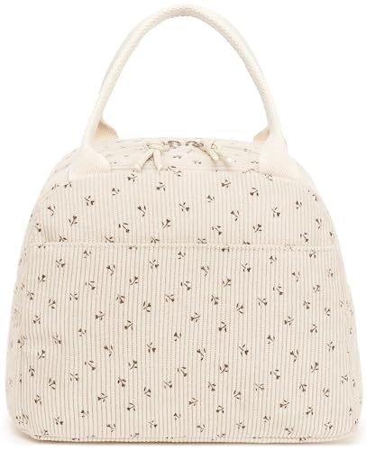 Lunch Bag for Women Men Cute Corduroy Lunch Tote Bags Reusable Insulated Lunch Box Large Capacity Reusable Insulated Cooler for Work Picnic or Travel