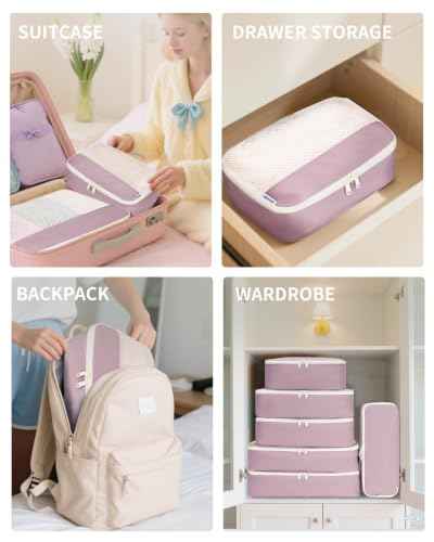 7 Set Packing Cubes for Travel Carry on Suitcase Luggage Organizer Bags for Kids Women Men
