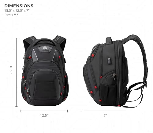 Design Men's Laptop Backpack for College and Business Travel with Integrated USB Charging Port and RFID Protection Fits Laptops up to 15.6 in