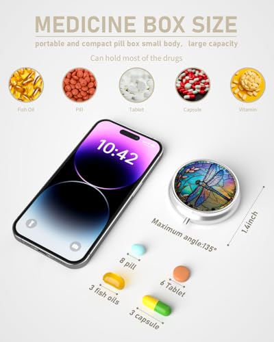 Pill Box 3 Compartment Portable Travel Medicine Box with Mirror