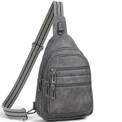 Sling Bag for Women Crossbody Bags Sling Purse Cross Body Backpack Vegan Leather Over Shoulder Bag Travel Handbag Gifts Dark Grey