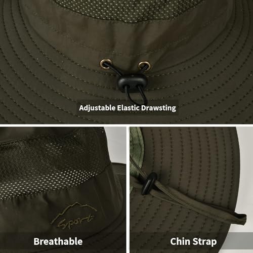 Sun Hats for Men Women Fishing Hat UPF 50+ Breathable Wide Brim Summer UV Protection Hat with Face Cover & Neck Flap