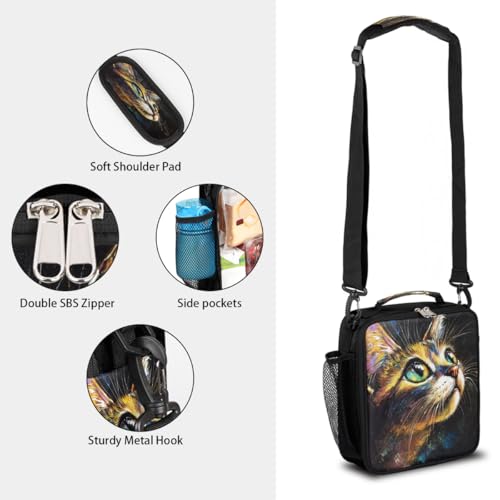 Cat Kitten Cute Kids Lunch Box for Girls Boys Reusable Insulated Lunch Bag for Kids Toddler Thermal Cooler Spacious Lunchbox with Shoulder Strap Lunchbag for School Work Picnic (print 15)