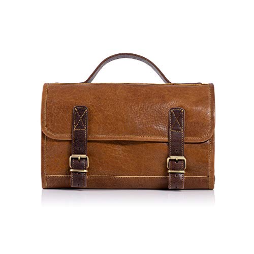 Premium Buffalo Leather Hanging Toiletry Bag Travel Dopp Kit