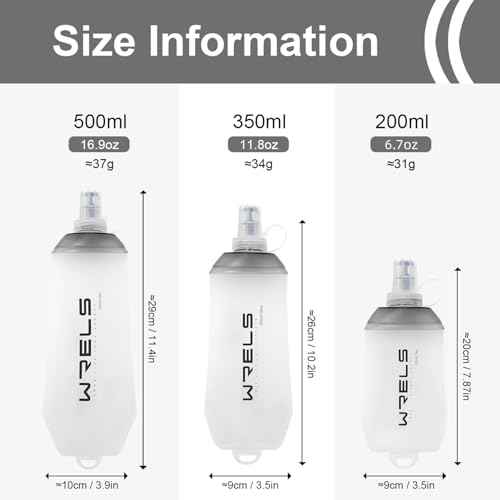 200ml/350ml/500ml Collapsible Soft Flask,BPA Free Folding Soft Water Bottle with Hanging Ring,Lightweight TPU Hydration Flask for Running Marathon Cycling Hiking (2 Count)