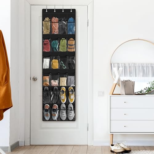 24 Pockets Clear Over the Door Shoe Organizer
