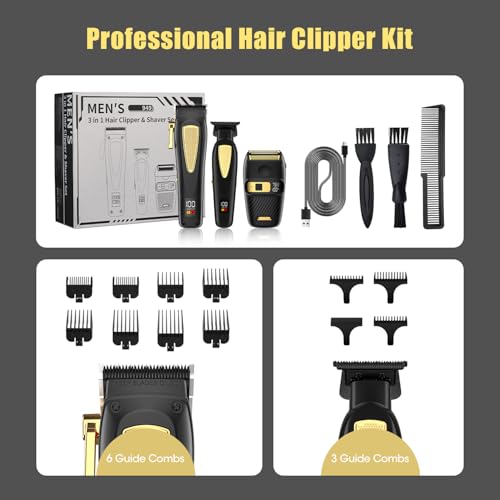 Hair Clippers for Men Cordless Hair Trimmer Electric Shavers for Men Set