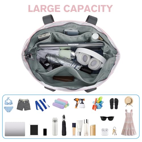 Beach Bag Waterproof Sandproof Large Capacity Foldable for Women