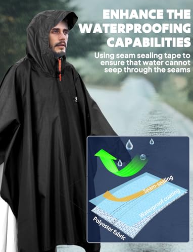 Hooded Rain Poncho for Adult Waterproof Lightweight Raincoat