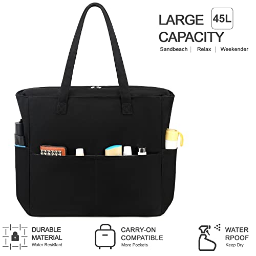 Beach Bag Waterproof Sandproof Women Tote Bag Pool Bag with Zipper for Gym Grocery Travel with Wet Pocket