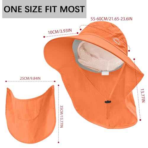 Sun Hat for Men Women with Neck Flap& Removable Face Cover Wide Brim