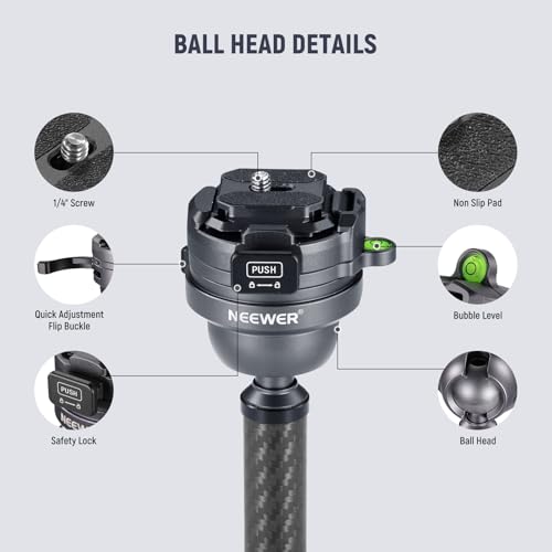 LITETRIP LT32 62" Travel Tripod Carbon Fiber with ±15° Leveling 360° Panorama Head