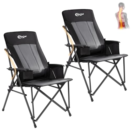 Camping Chair with Lumbar Support for Adults Folding Portable High Back Oversized
