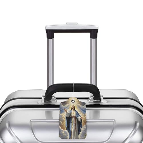 2 Pack Luggage Tags for suitcases God TSA Approved Label Luggage Tag Baggage Tag Leather Stainless Steel Loop Label Tag for Men Women Travel Bag Suitcase (2 Count)