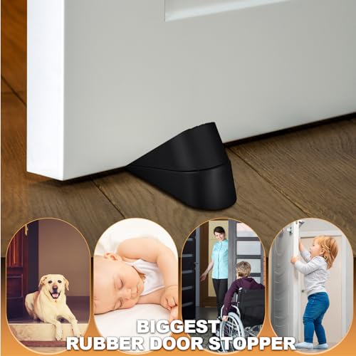 4 Pack Large Door Stoppers Heavy Duty Rubber Stopper for Bottom of Door Wedge Stopper for Home Office (4 Count)