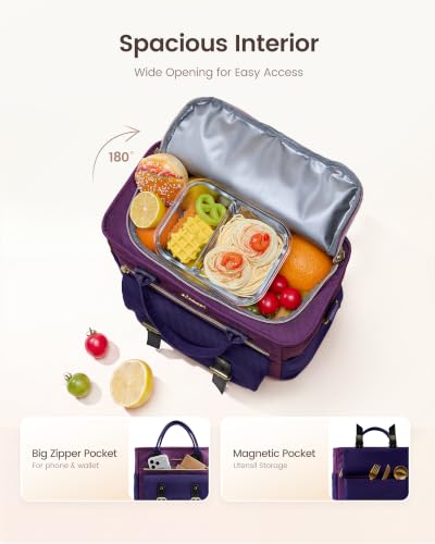 Insulated Lunch Bag Women (Blue Purple-Eggplant Purple-Black / 20L)