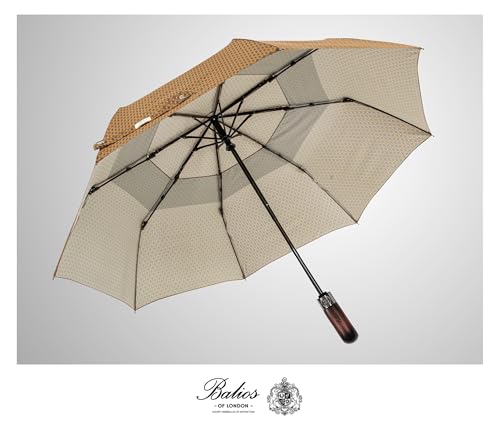 Folding Umbrella Real Wood Handle Pimlico Mustard Navy